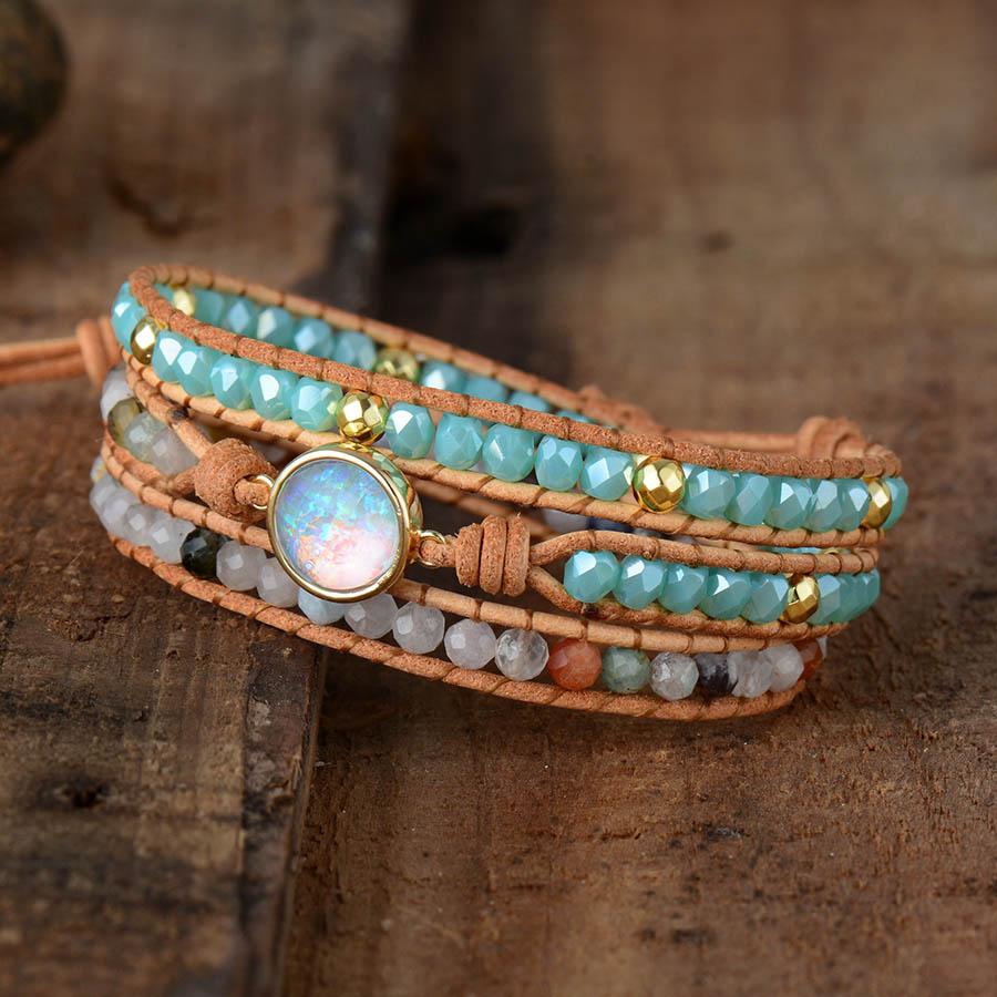 Opal Protection Wrap Bracelet | Genuine Leather 3
