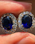 Oval White Sapphire Stud Earrings | White Gold 1