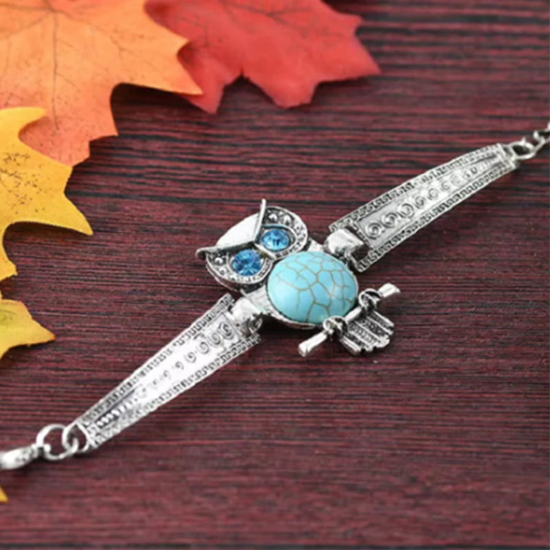 Owl Charm Bracelet | Turquoise and Silver 1