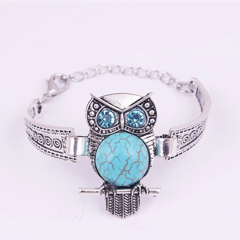 Owl Charm Bracelet | Turquoise and Silver 2