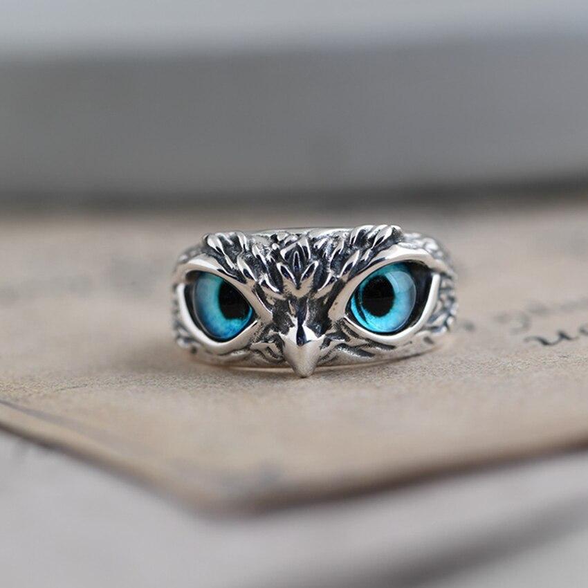 Owl Charm | Adjustable Ring | Silver Jewelry | Opal Accent 0