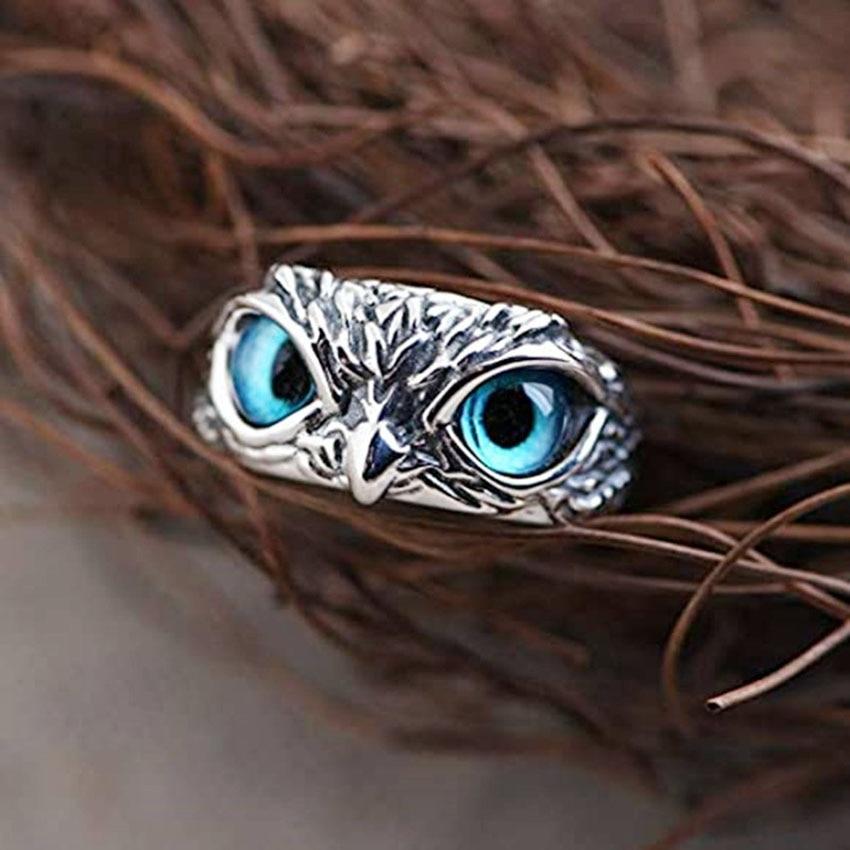 Owl Charm | Adjustable Ring | Silver Jewelry | Opal Accent 1