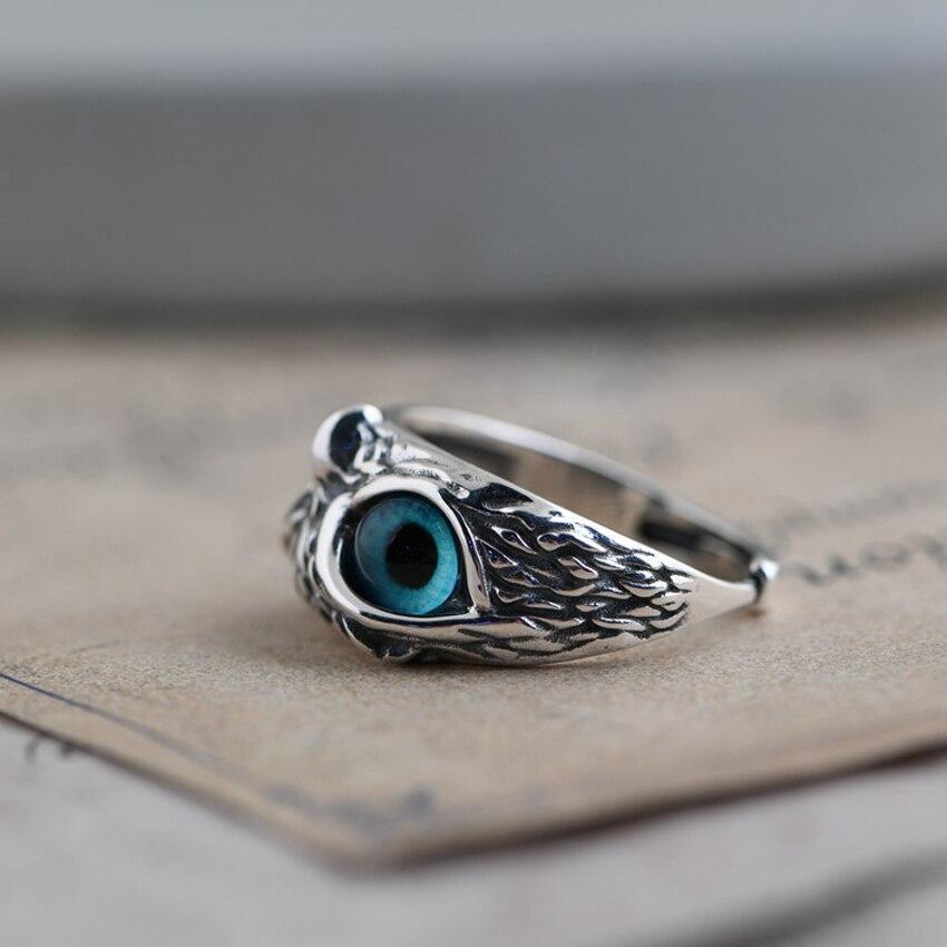 Owl Charm | Adjustable Ring | Silver Jewelry | Opal Accent 2