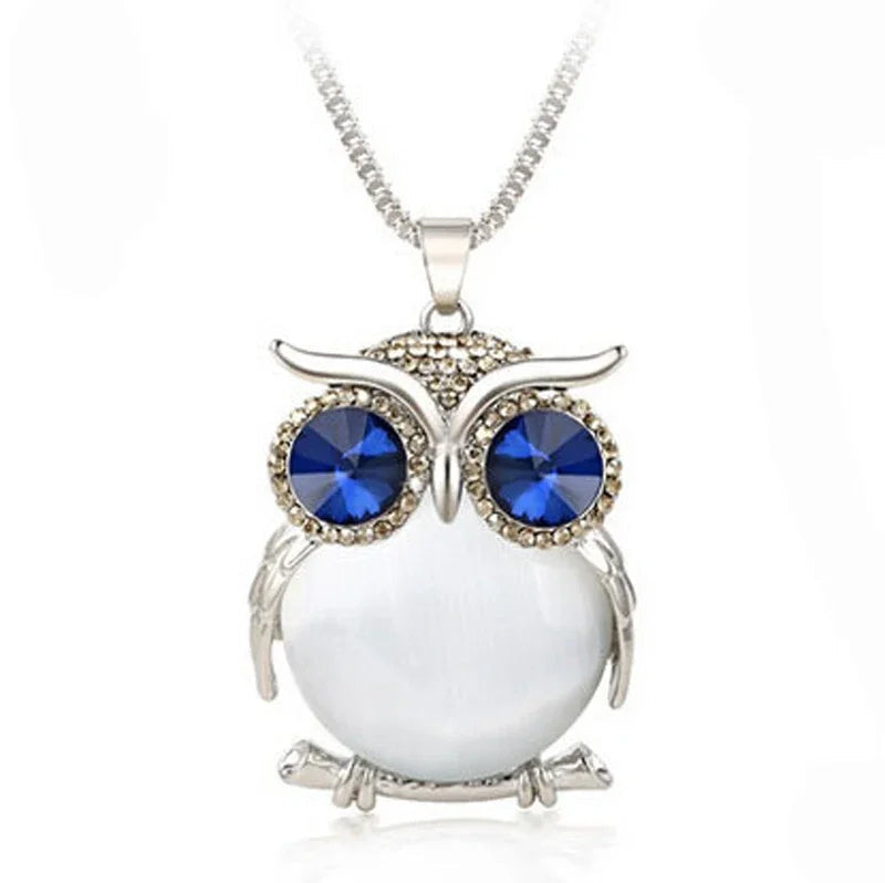 Owl Pendant Necklace | Crystal 7