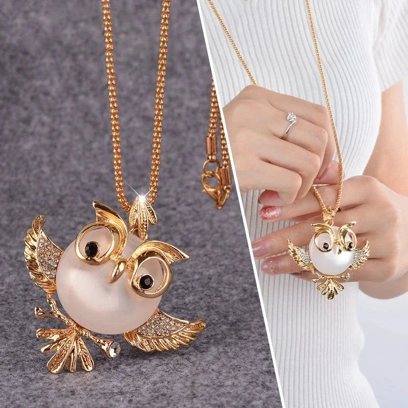 Owl Wisdom Pendant Necklace | Gold and Opal 0