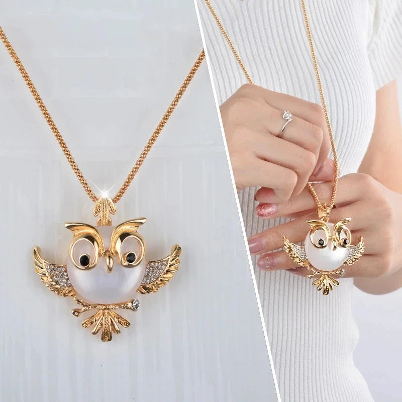 Owl Wisdom Pendant Necklace | Gold and Opal 1