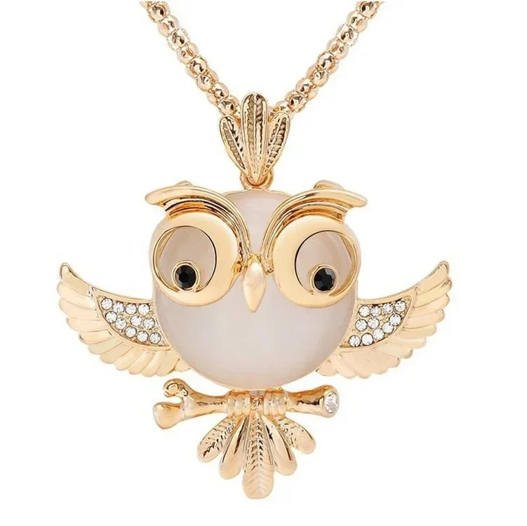 Owl Wisdom Pendant Necklace | Gold and Opal 3