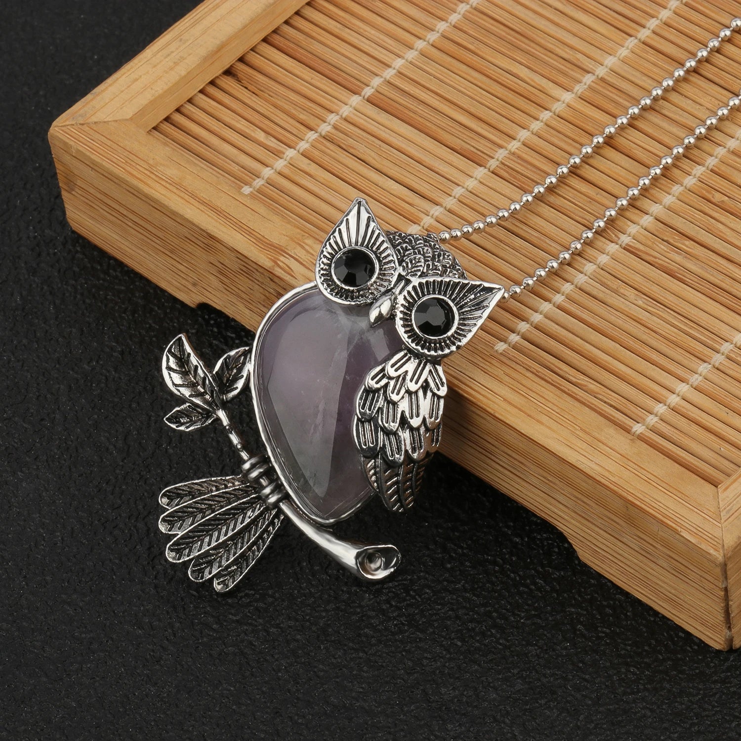 Owl Wisdom Pendant Necklace | Natural Crystal 0