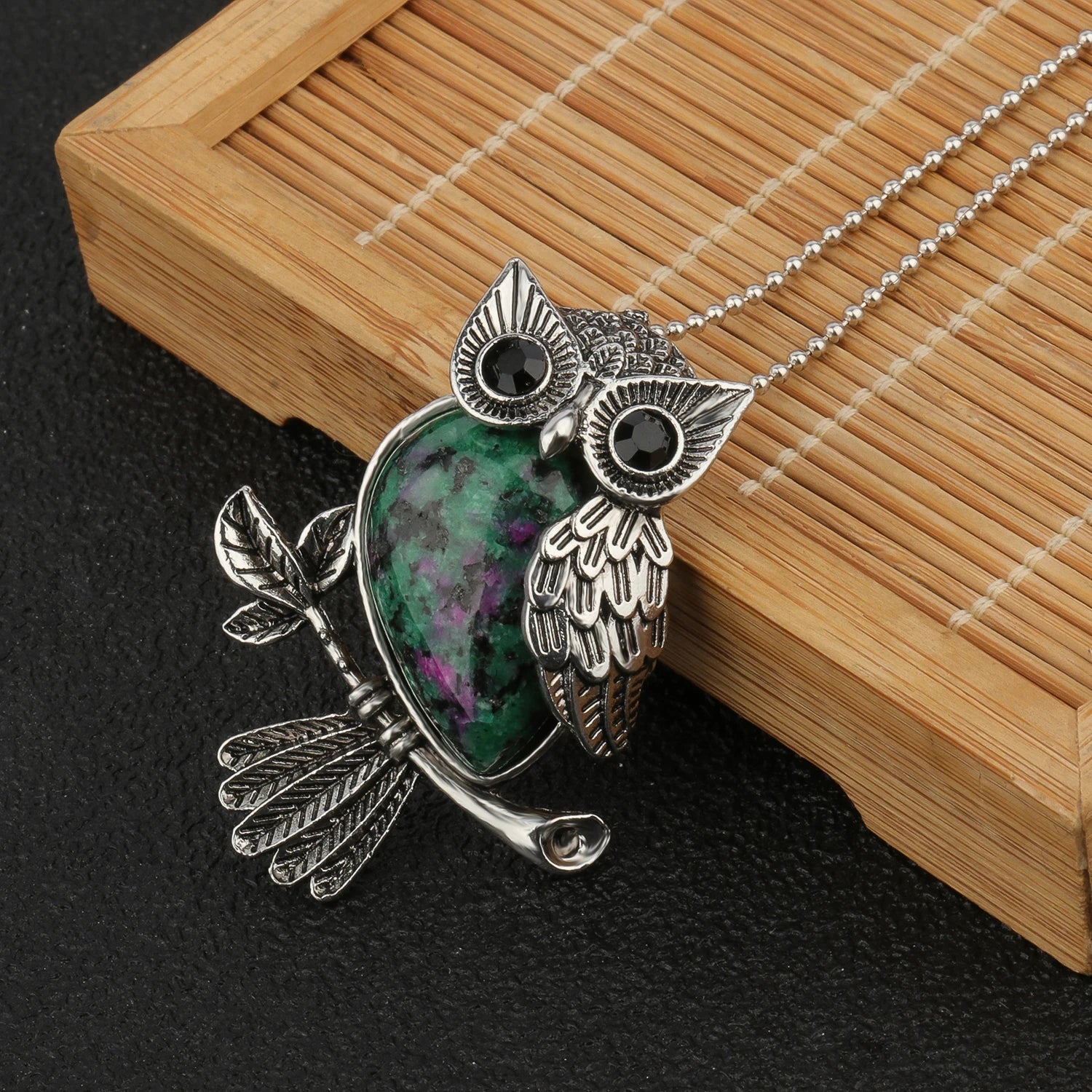 Owl Wisdom Pendant Necklace | Natural Crystal 10