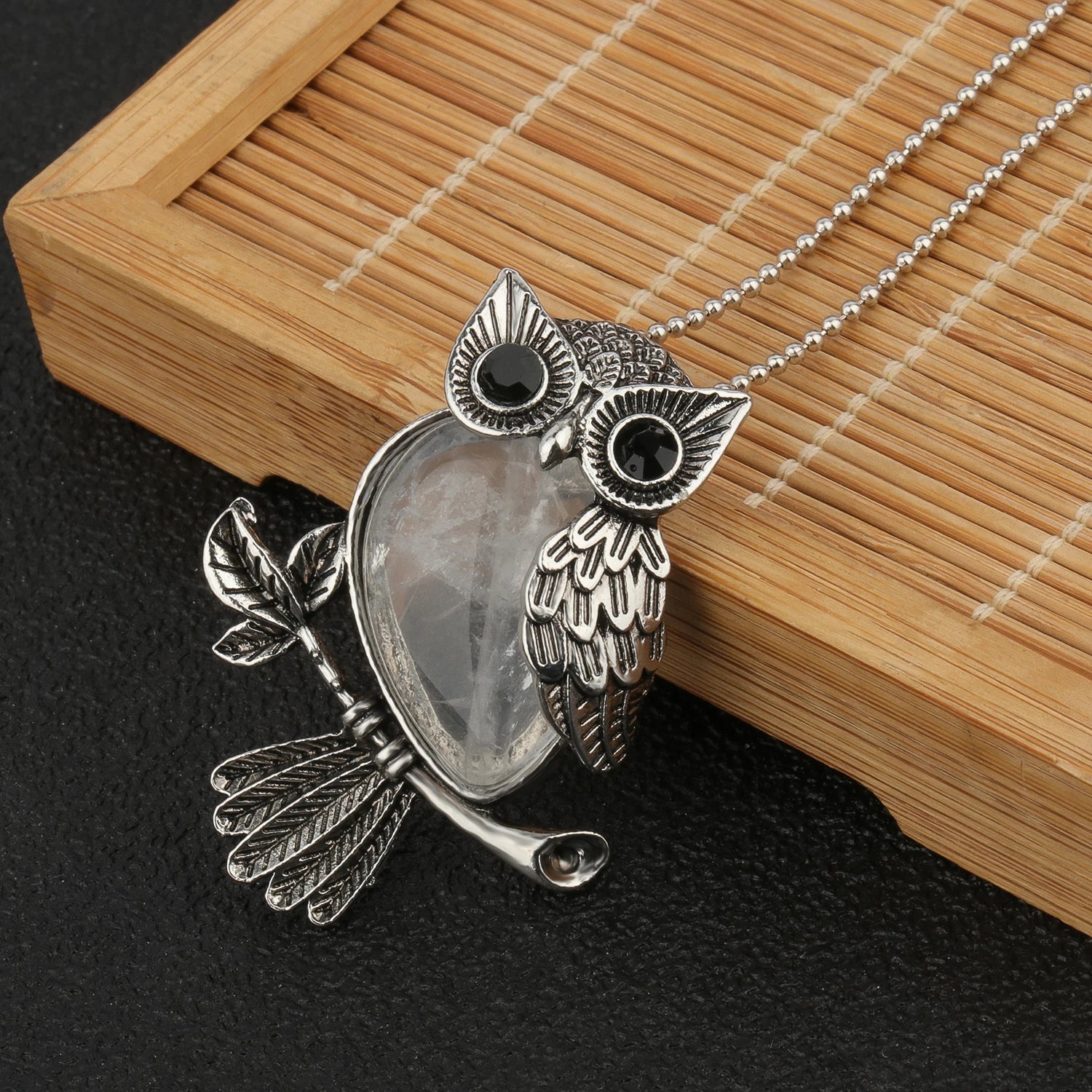 Owl Wisdom Pendant Necklace | Natural Crystal 12