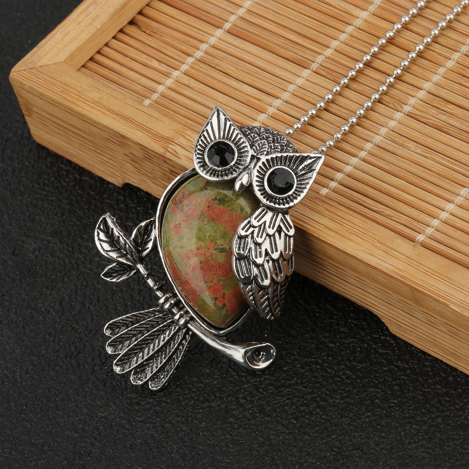 Owl Wisdom Pendant Necklace | Natural Crystal 13