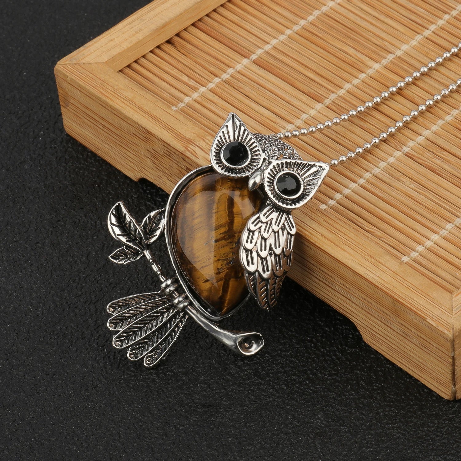 Owl Wisdom Pendant Necklace | Natural Crystal 14