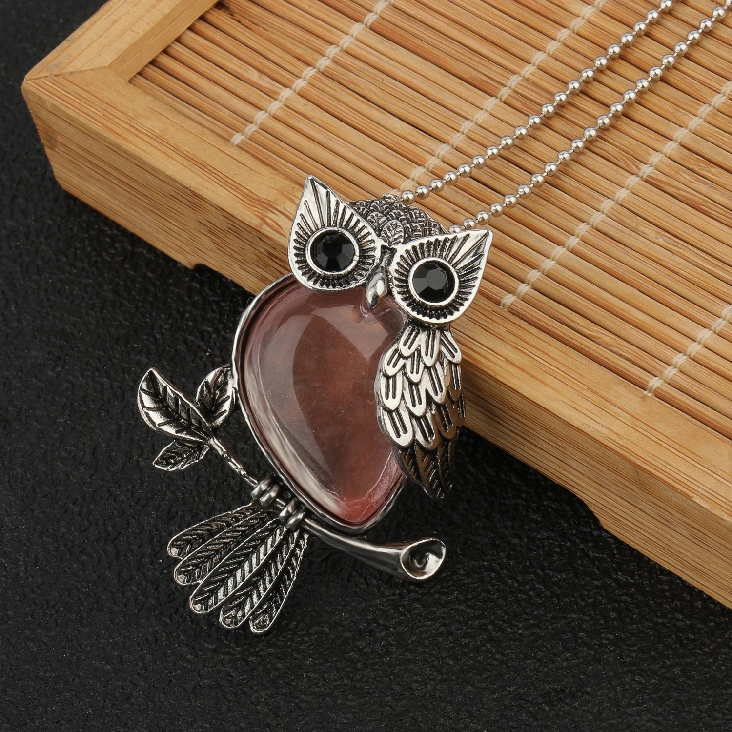 Owl Wisdom Pendant Necklace | Natural Crystal 9