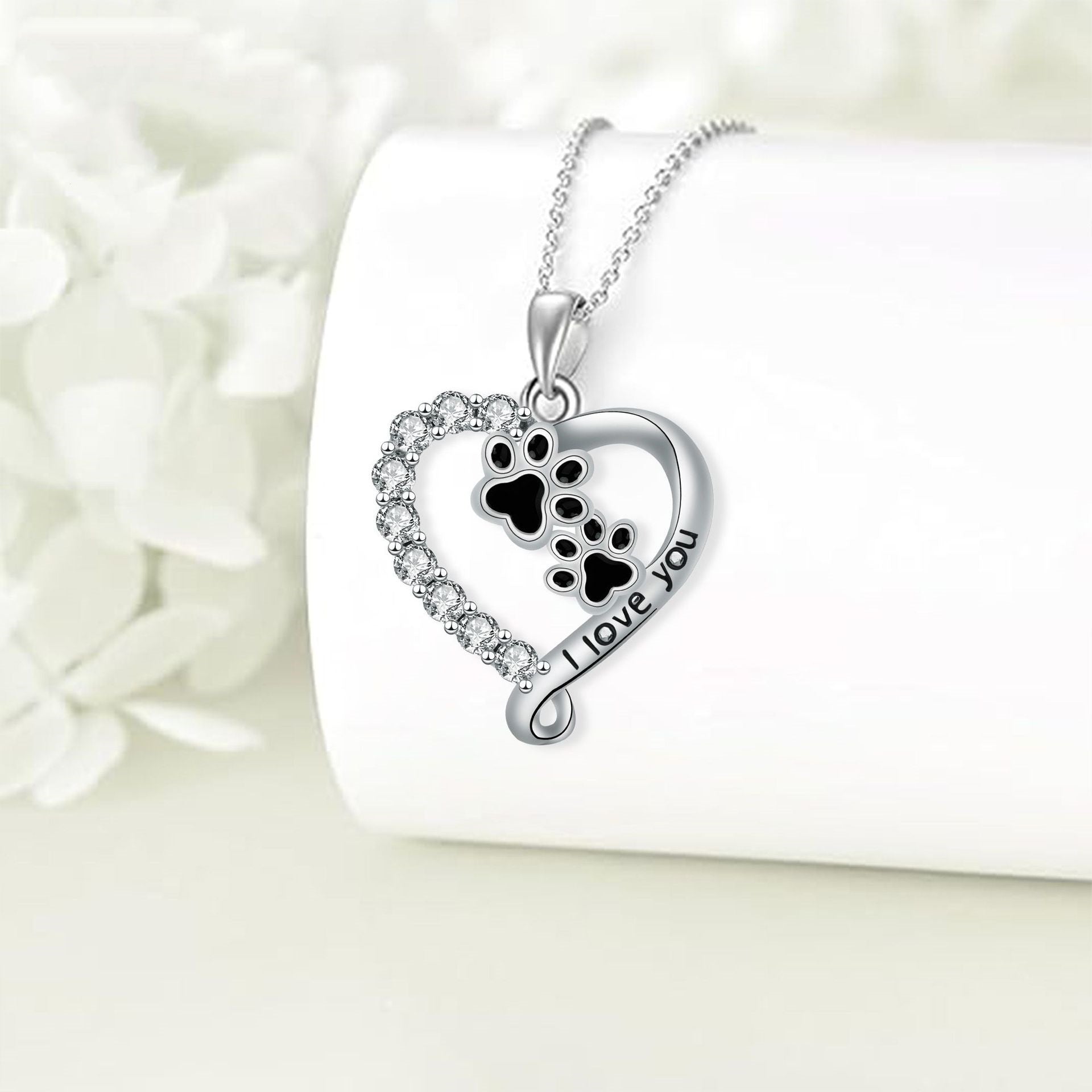 Paw Heart Pendant Necklace | Silver 1