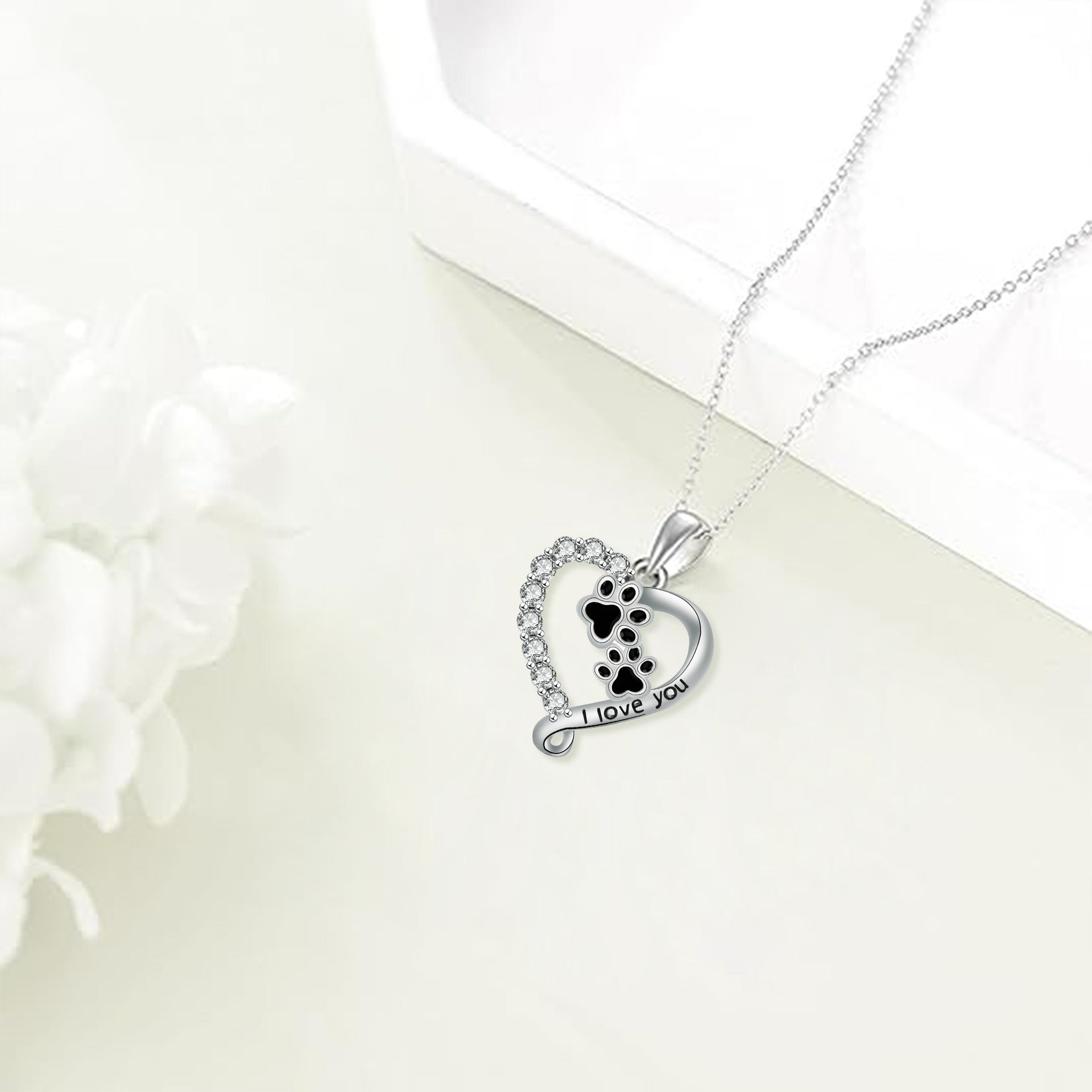 Paw Heart Pendant Necklace | Silver 2