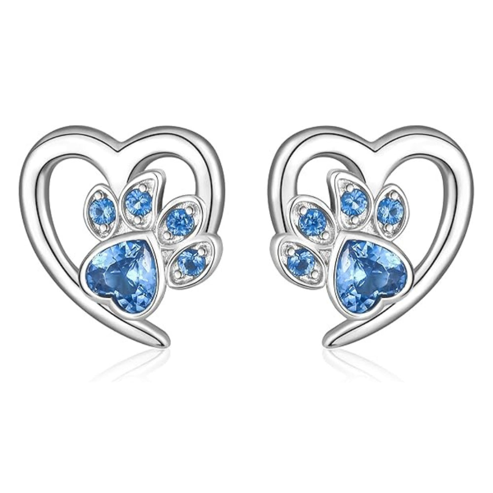 Paw Love Earrings | Zirconia Jewelry | Heart-Shaped Pet Accessories 0