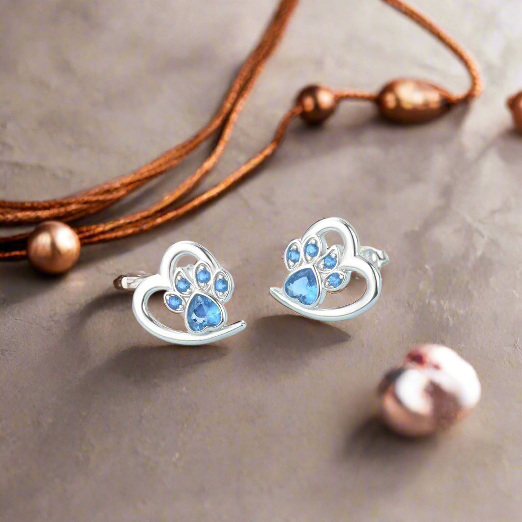 Paw Love Earrings | Zirconia Jewelry | Heart-Shaped Pet Accessories 1