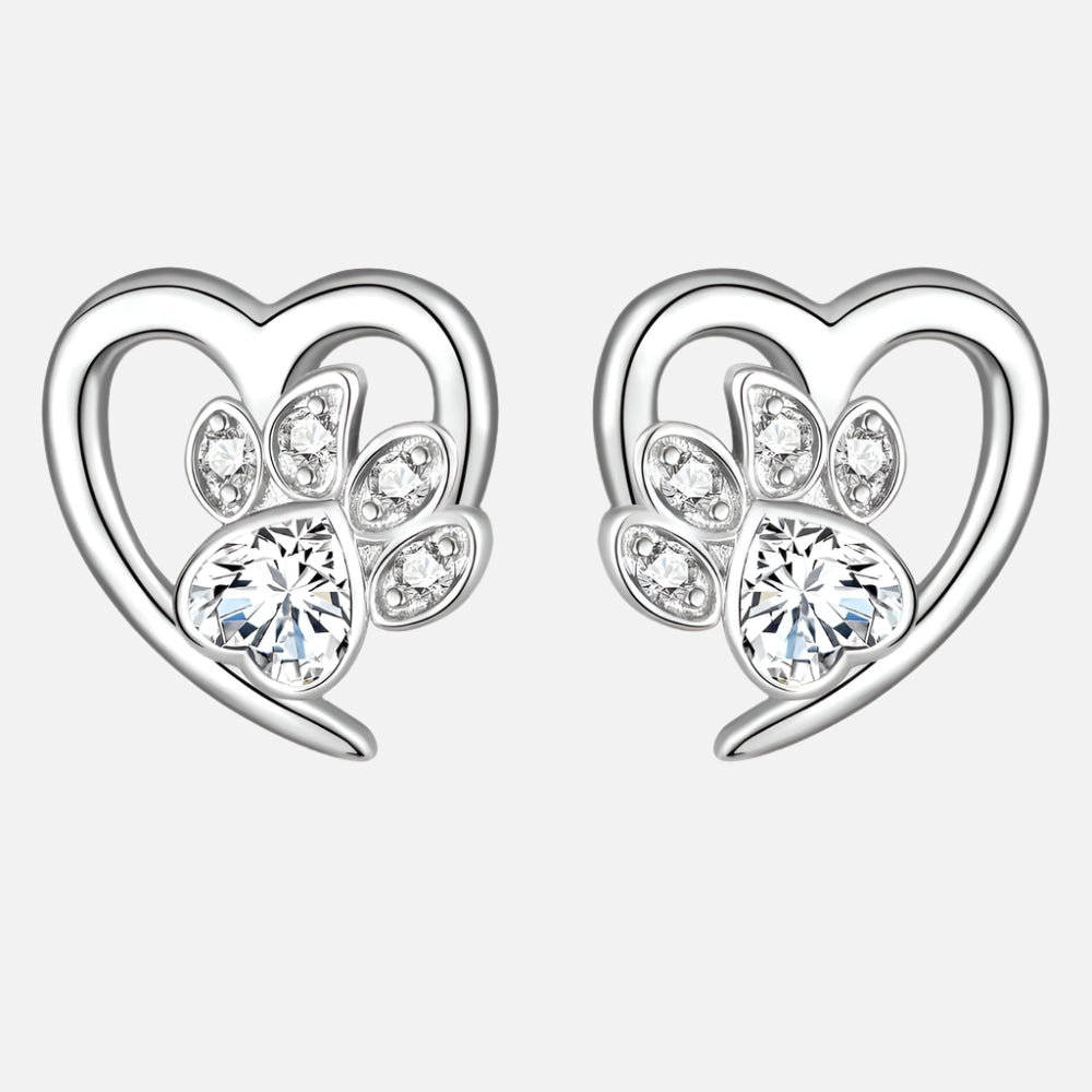 Paw Love Earrings | Zirconia Jewelry | Heart-Shaped Pet Accessories 2