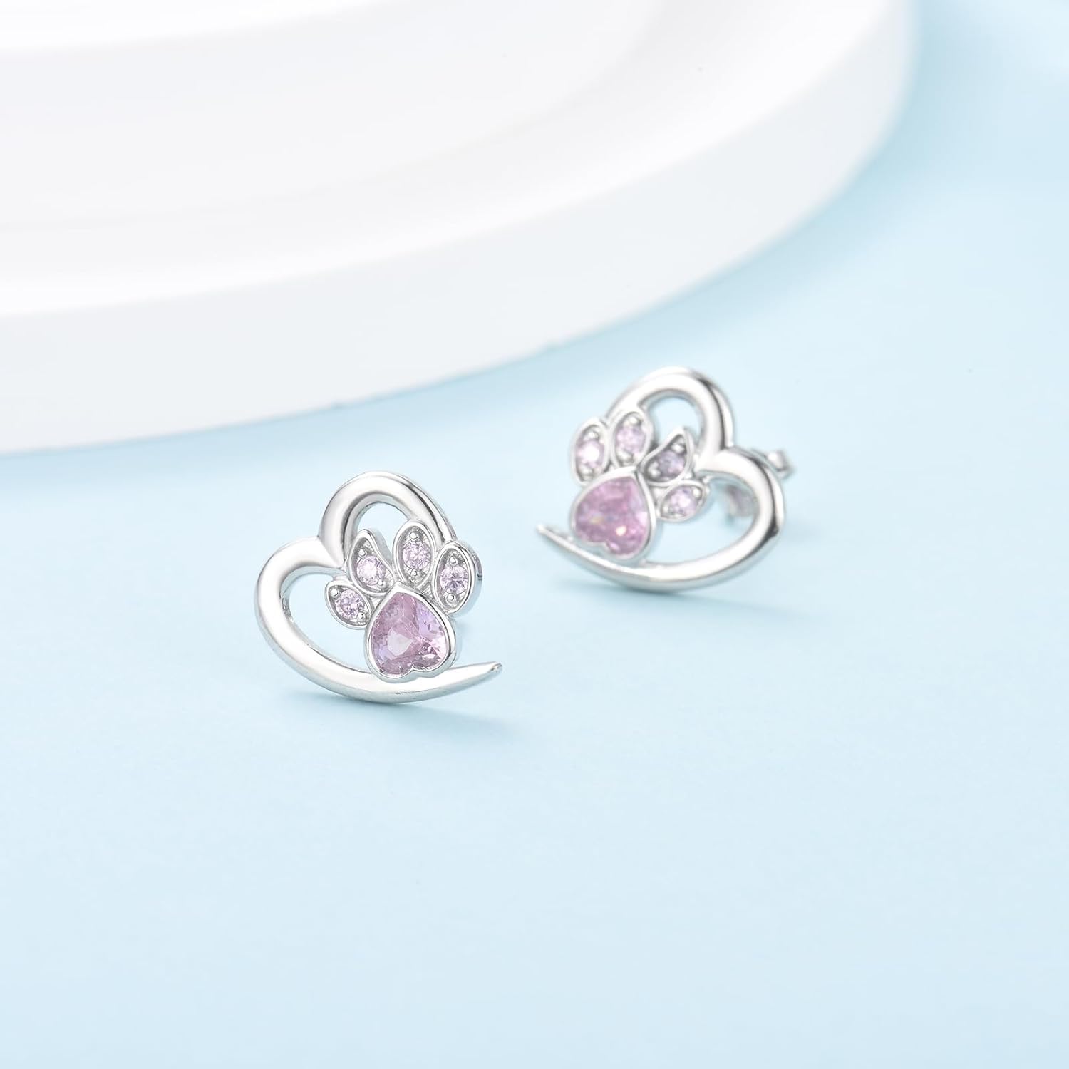 Paw Love Earrings | Zirconia Jewelry | Heart-Shaped Pet Accessories 4