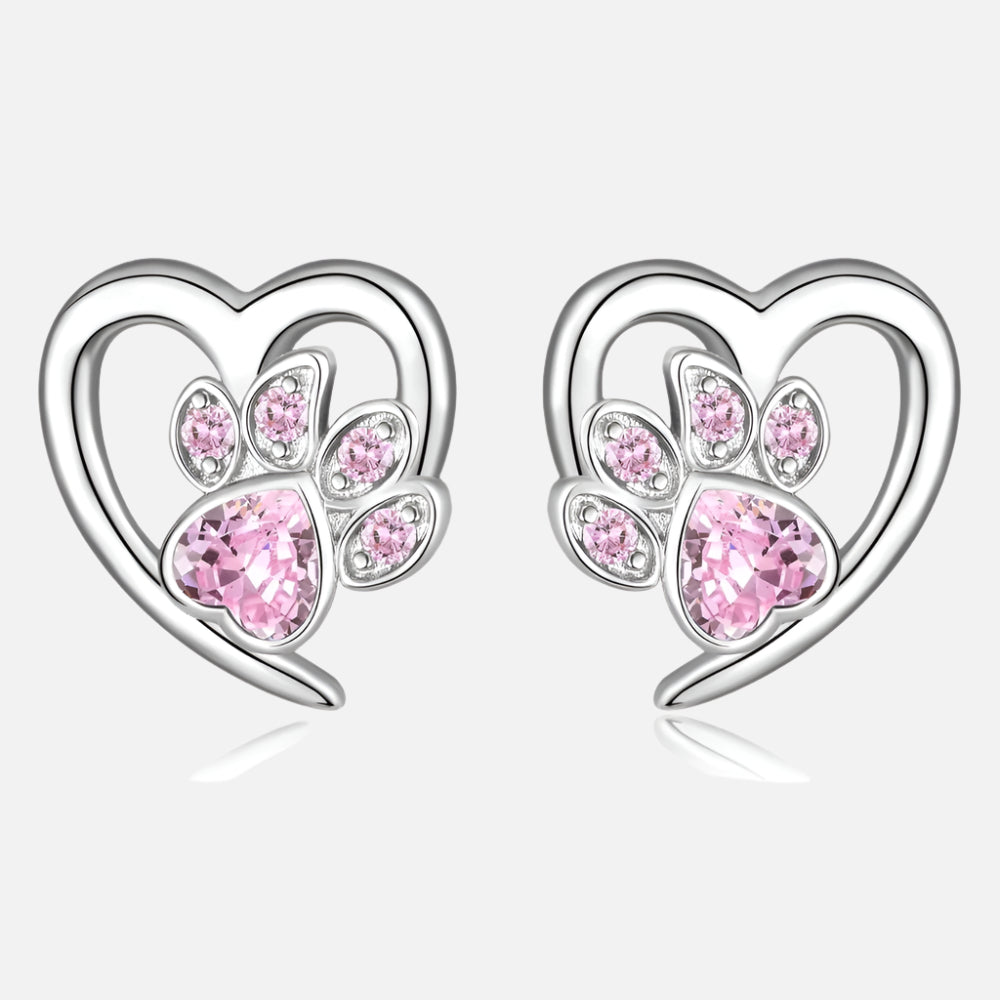 Paw Love Earrings | Zirconia Jewelry | Heart-Shaped Pet Accessories 5