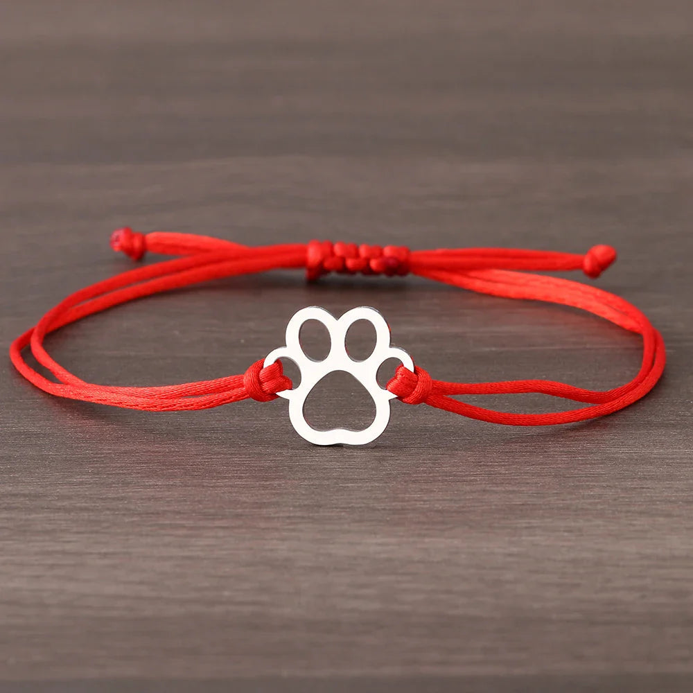 Paw Print Cord Bracelet | Adjustable Bracelet | Sterling Silver Charm | Pet Lover Gift 1
