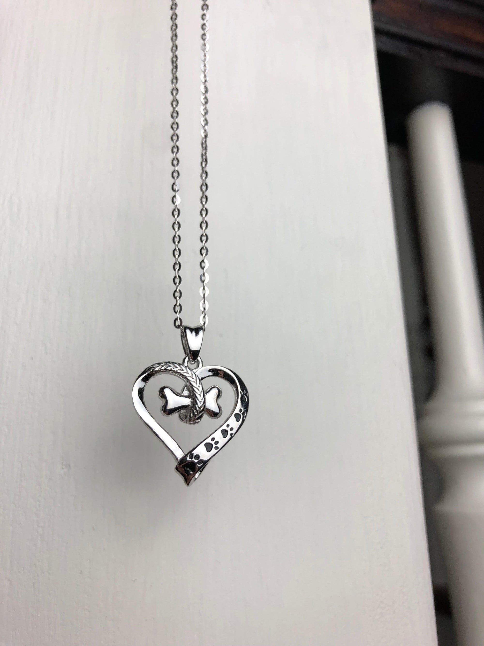 Paw Print Heart Necklace | Stainless Steel 0