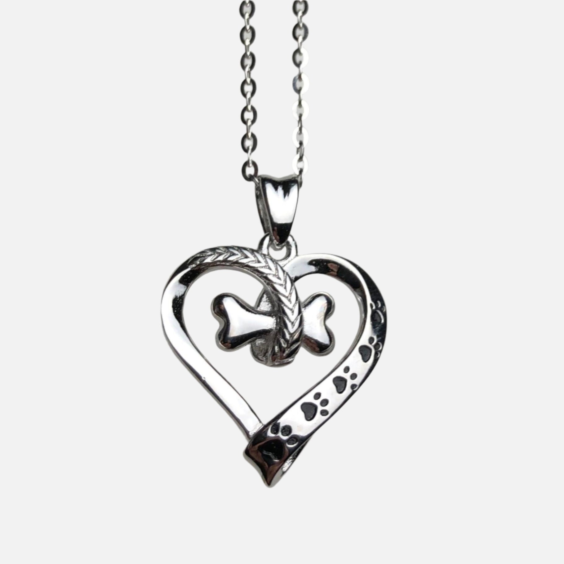 Paw Print Heart Necklace | Stainless Steel 1