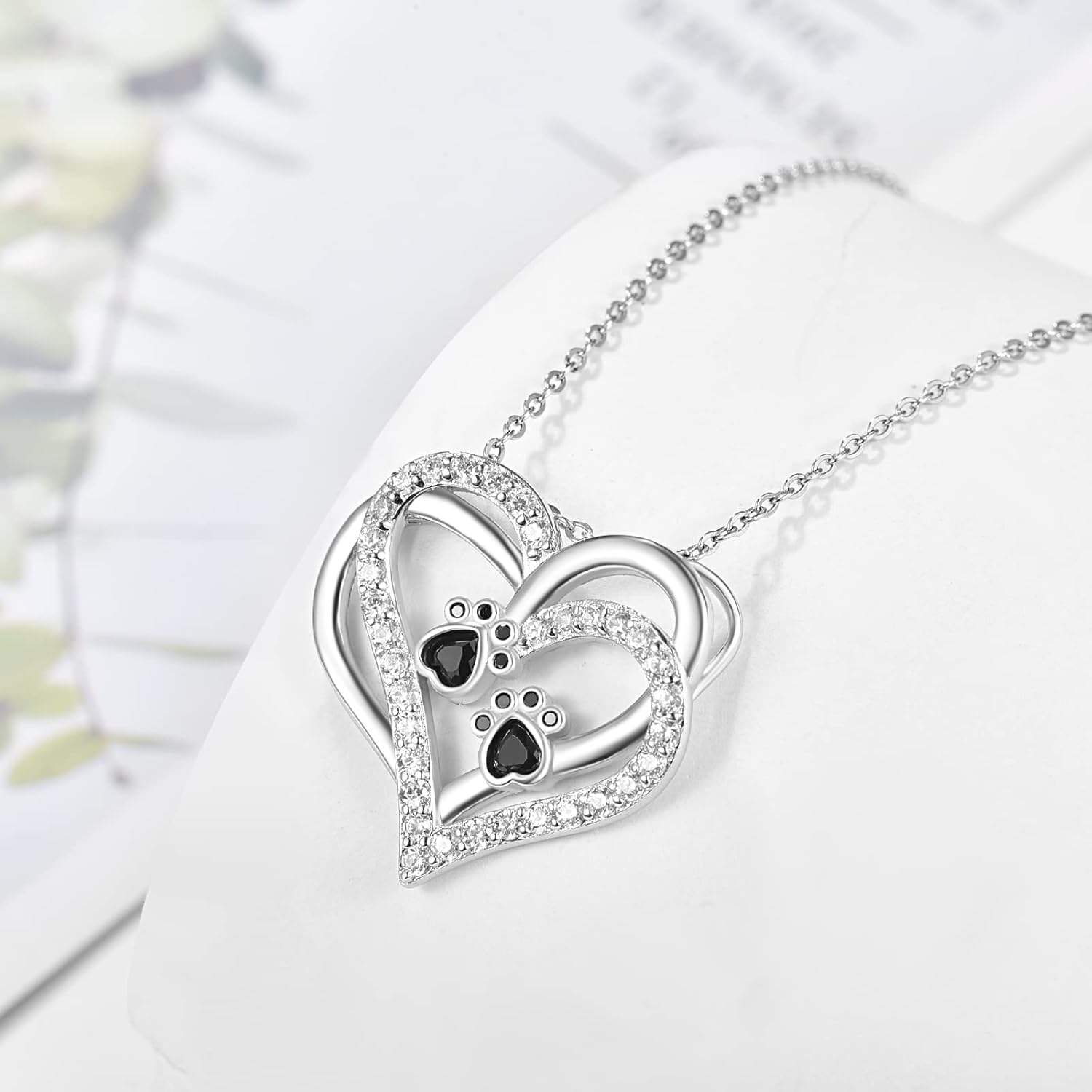 Paw Print Heart Necklace | Zirconia 0