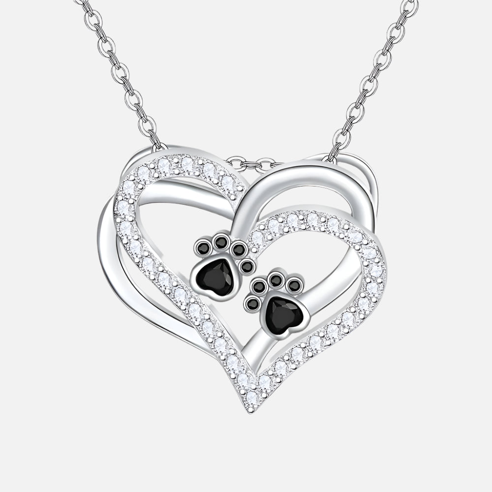 Paw Print Heart Necklace | Zirconia 1