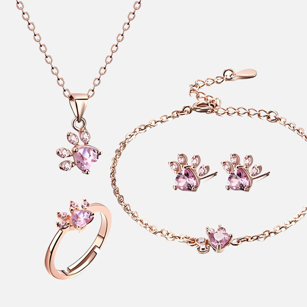 Paw Print Jewelry Set | Rose Gold 0