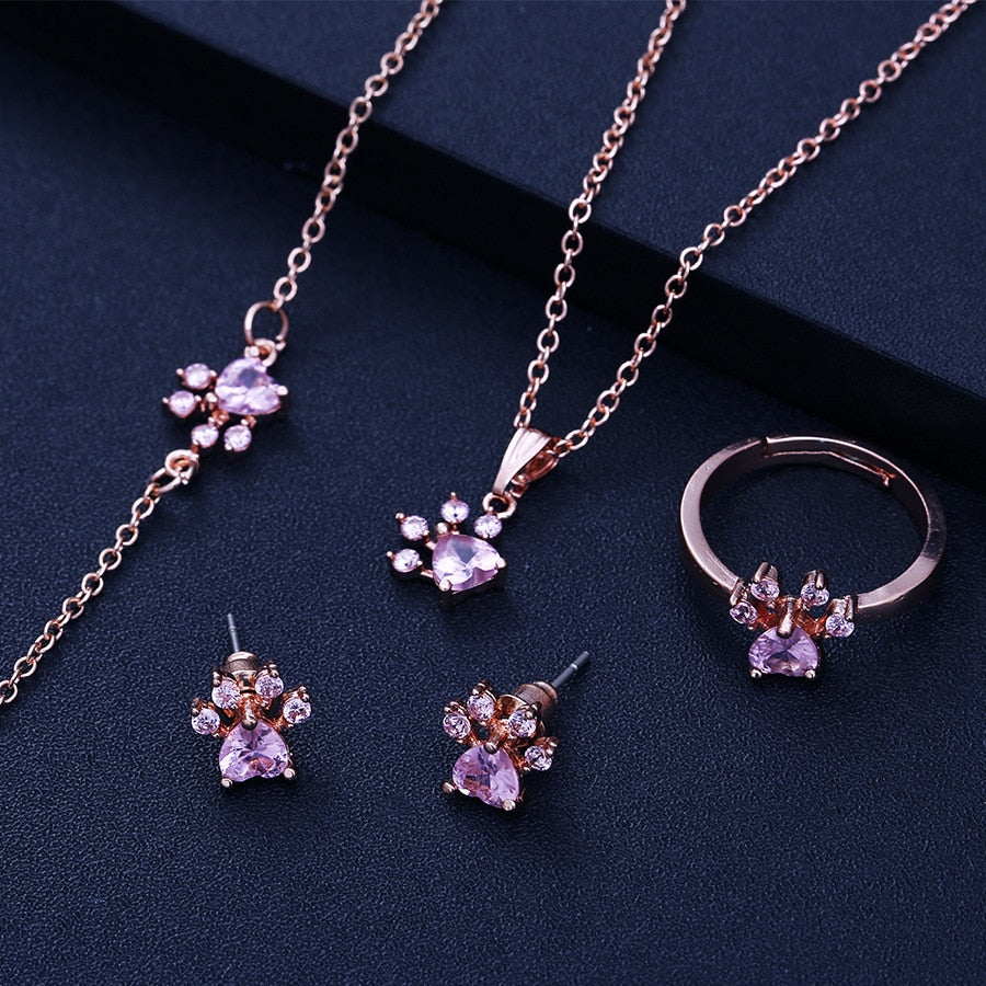 Paw Print Jewelry Set | Rose Gold 1