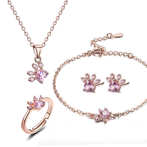 Paw Print Jewelry Set | Rose Gold 2