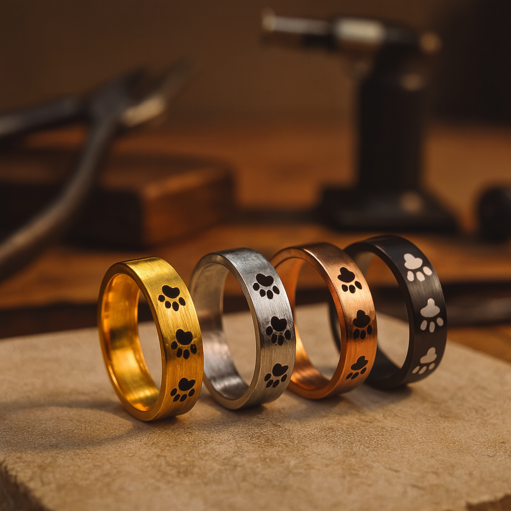Paw Print Memorial Ring | Stainless Steel Jewelry | Pet Tribute Ring 1