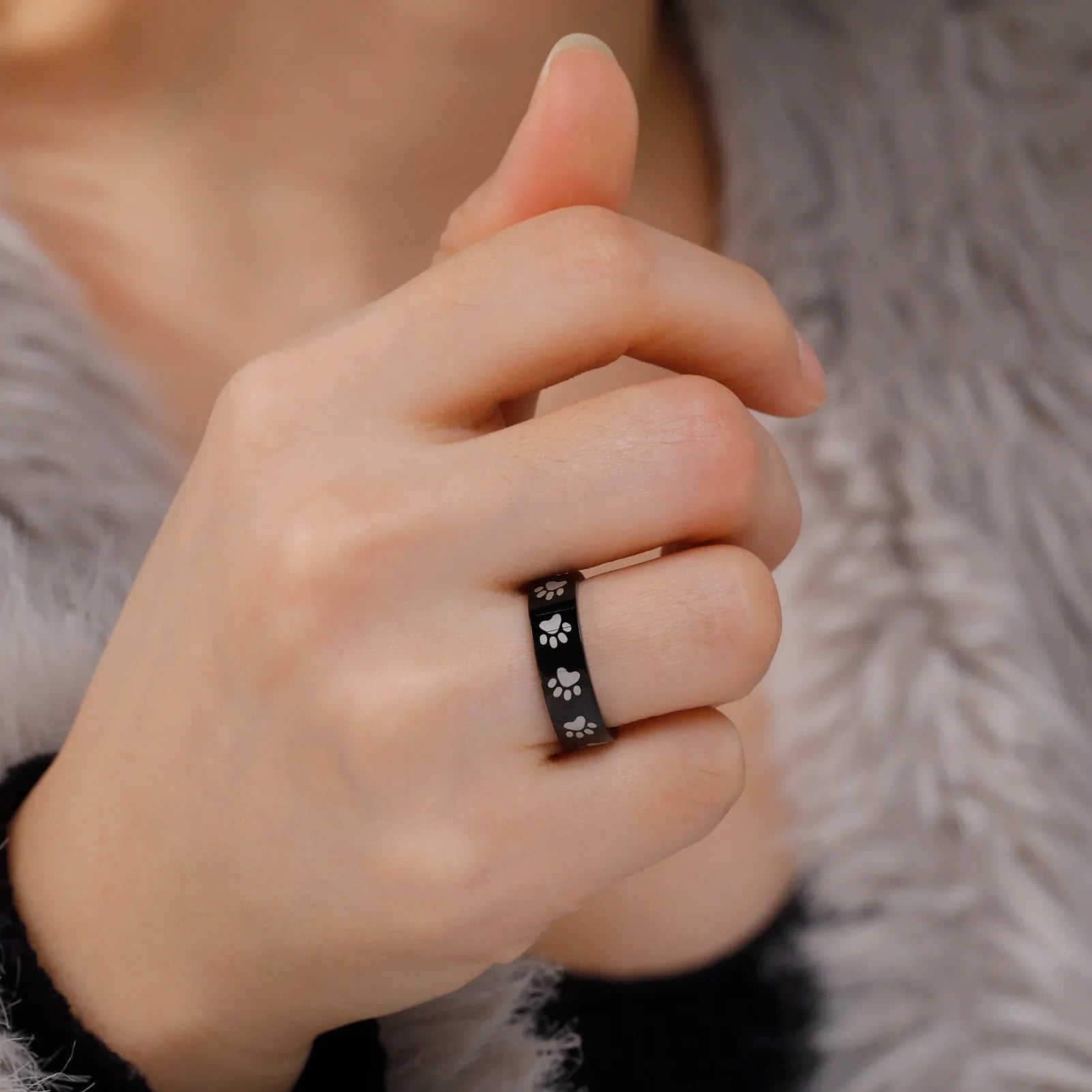 Paw Print Memorial Ring | Stainless Steel Jewelry | Pet Tribute Ring 4