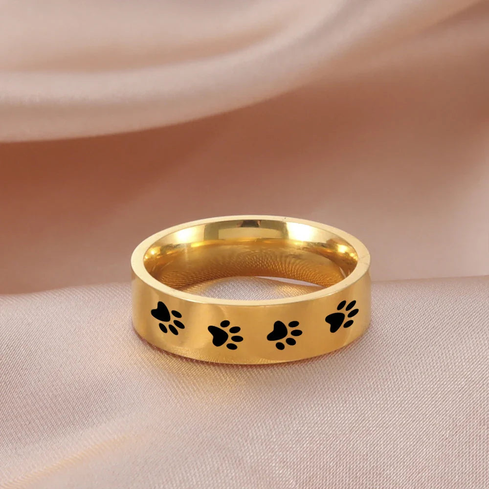 Paw Print Memorial Ring | Stainless Steel Jewelry | Pet Tribute Ring 7