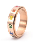 Paw Serenity Ring | Anti-Stress Spinner | Stainless Steel Paw Print Ring 0