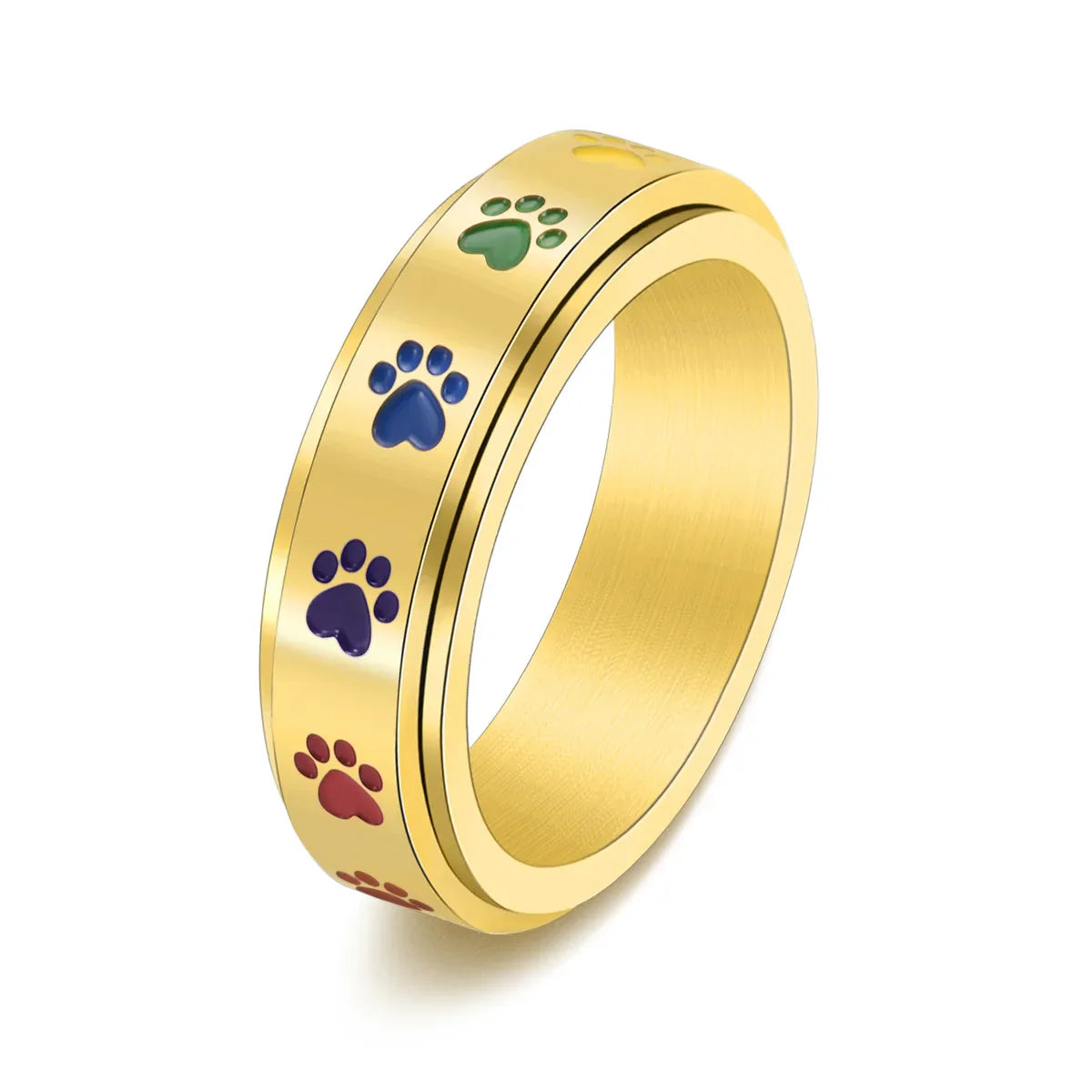 Paw Serenity Ring | Anti-Stress Spinner | Stainless Steel Paw Print Ring 3