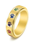 Paw Serenity Ring | Anti-Stress Spinner | Stainless Steel Paw Print Ring 3