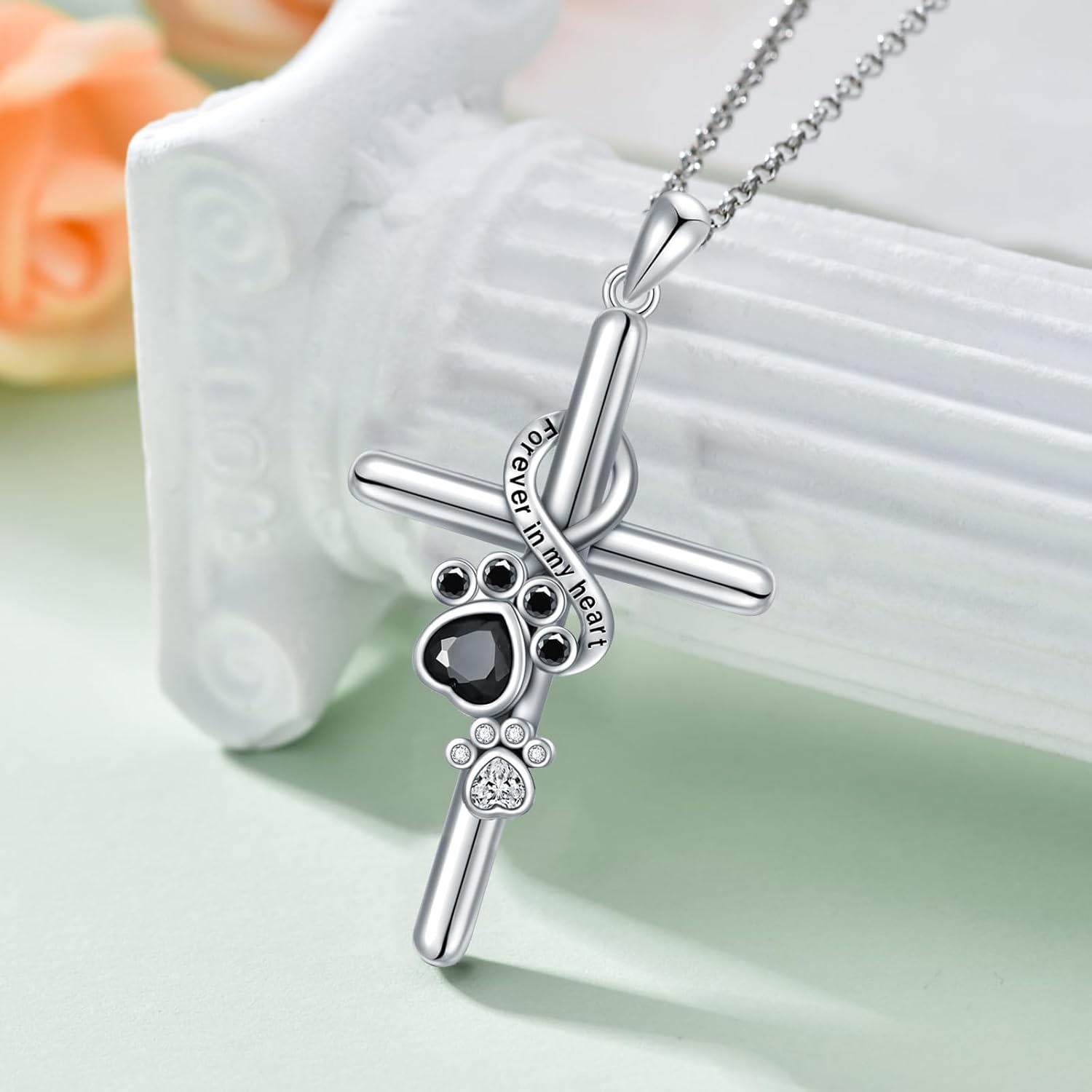 Paw & Cross Necklace | 925 Sterling Silver 0