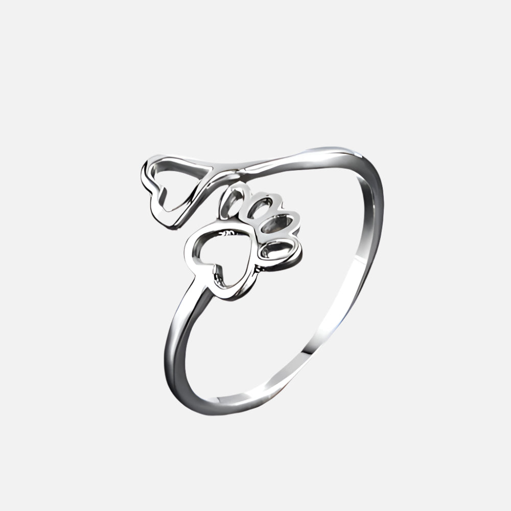 Paw & Heart Connection Ring | Adjustable Ring | Stainless Steel Jewelry | Pet Lover Gift 1