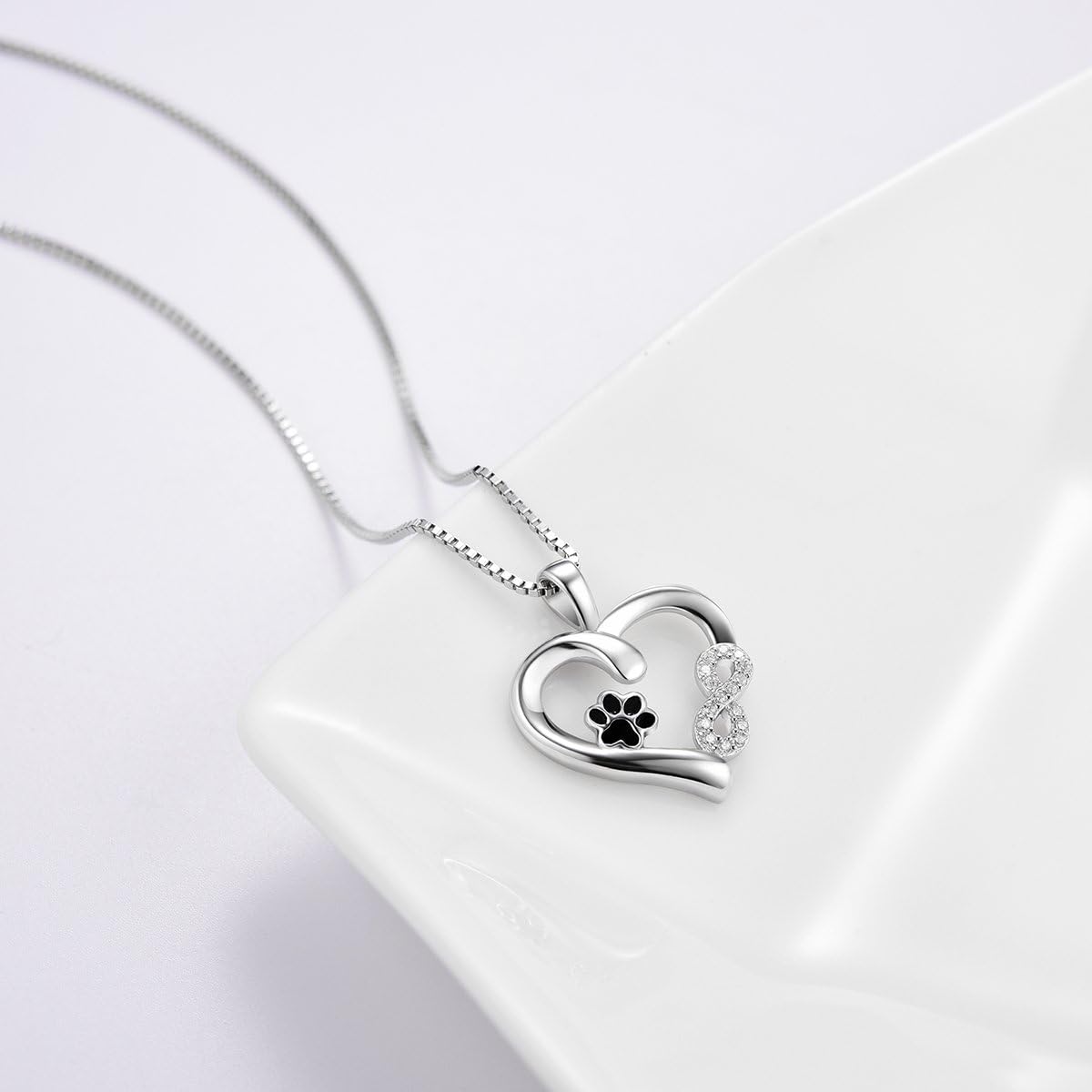 Paw and Heart Necklace | Silver 0