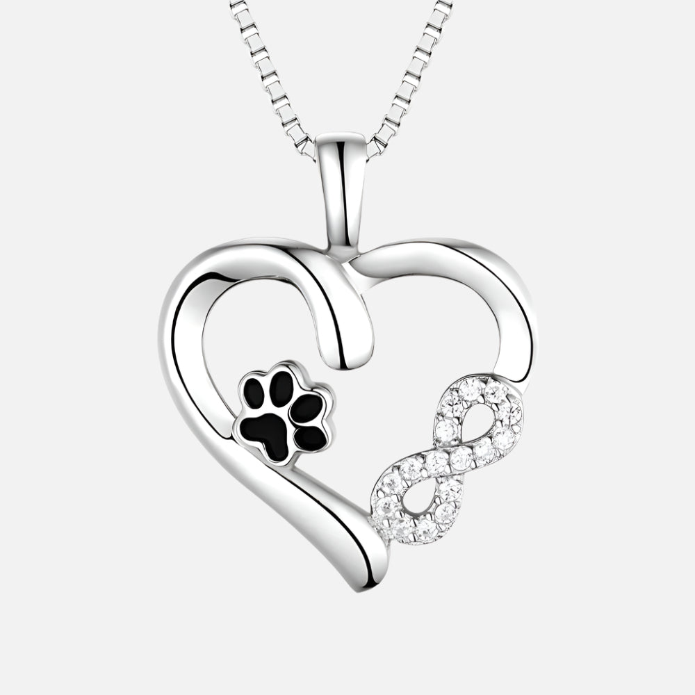 Paw and Heart Necklace | Silver 1