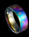 Pawfect Love | Rainbow Paw Print Ring | Stainless Steel Jewelry | Unisex Animal Accessory 1