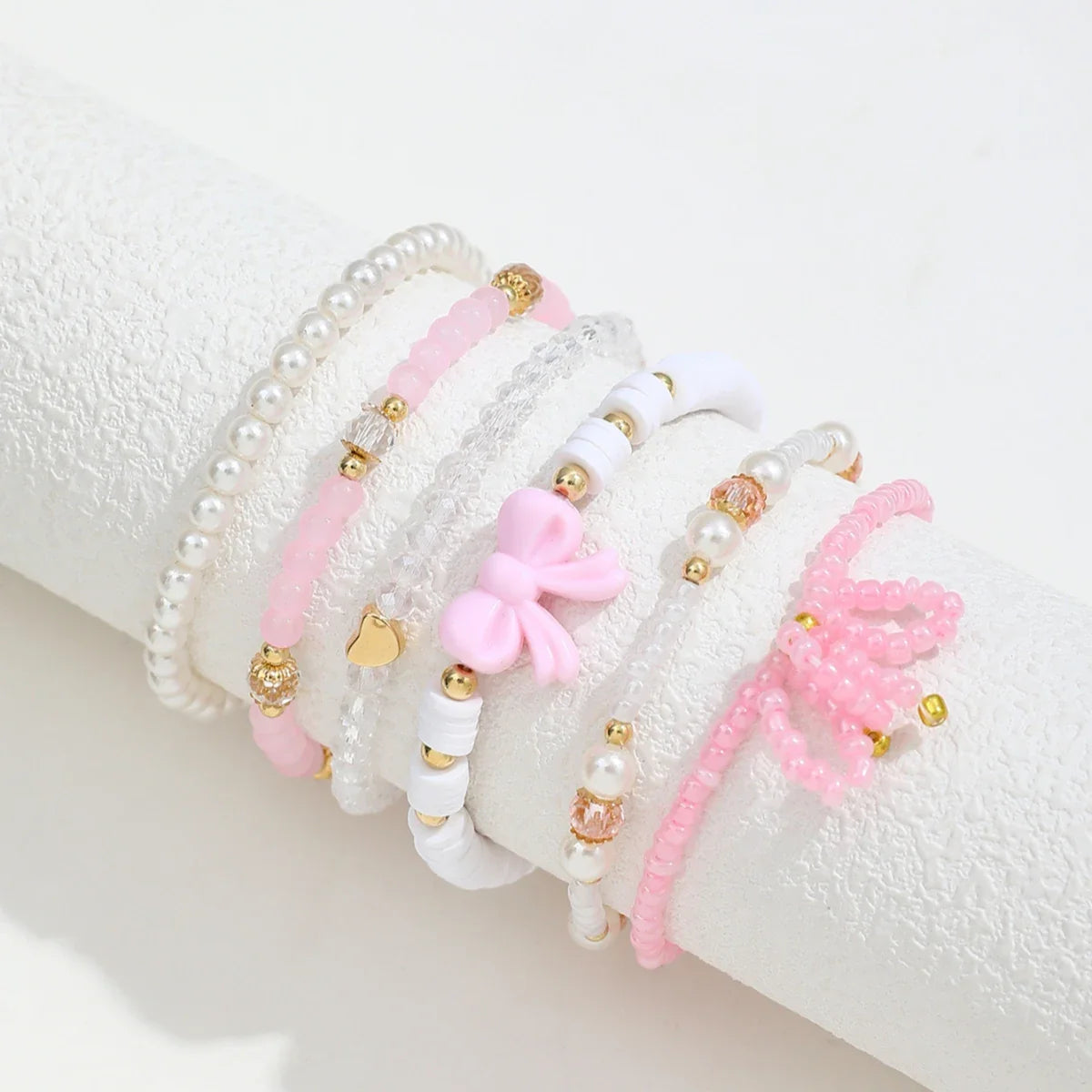 Pearl Love Bow Bracelet Set | Silver 1