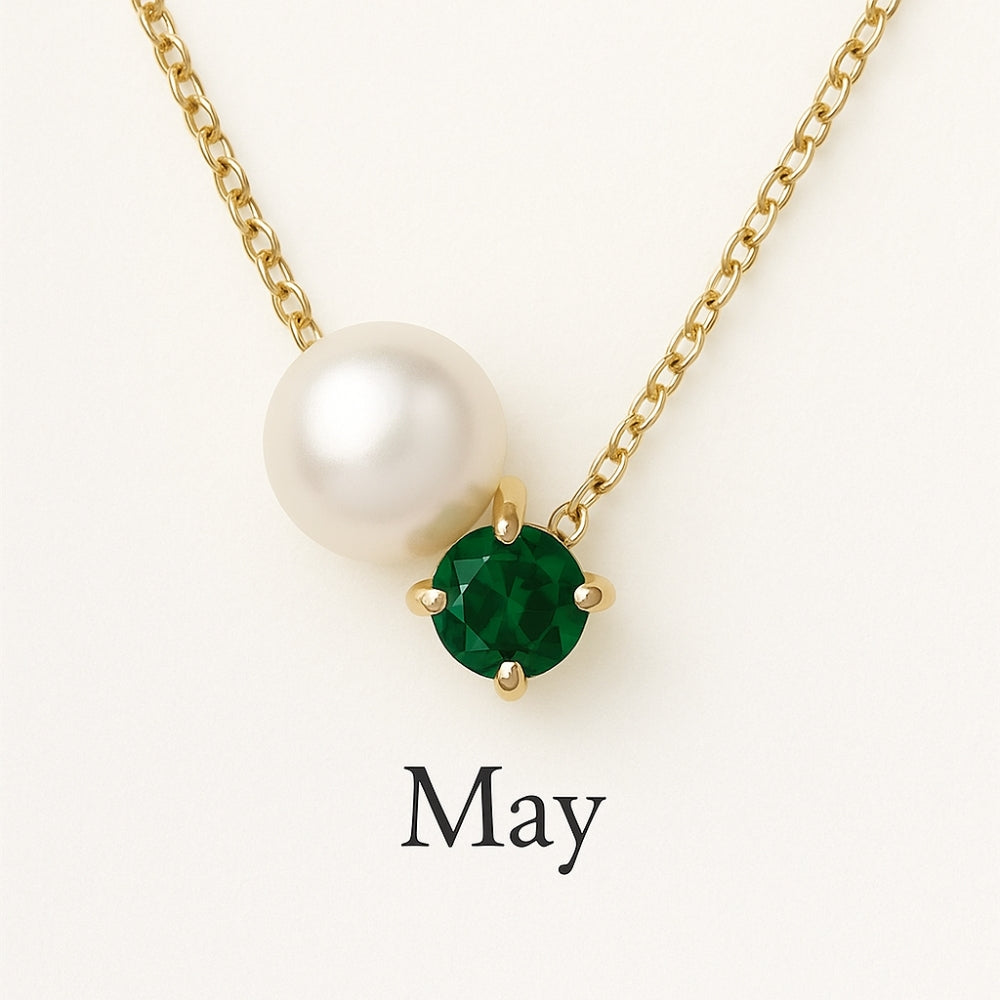 Pearl and Zircon Birthstone Pendant Necklace | Stainless Steel 8