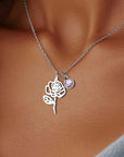 Personalized Birthstone Birth Flower Necklace | Stainless Steel 11