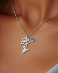 Personalized Birthstone Birth Flower Necklace | Stainless Steel 2