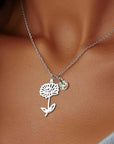 Personalized Birthstone Birth Flower Necklace | Stainless Steel 4
