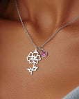 Personalized Birthstone Birth Flower Necklace | Stainless Steel 5