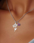 Personalized Birthstone Birth Flower Necklace | Stainless Steel 8